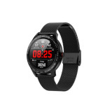 Smartwatch (L9) cu functie de monitorizare Notificari Apel/ SMS, Negru Metalic