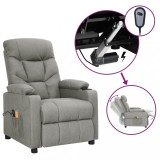 VidaXL Fotoliu de masaj electric rabatabil, gri deschis, textil