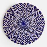 Suport pentru pahar rotund, &Oslash;10 cm, lemn, model floare albastră, CMCLASS
