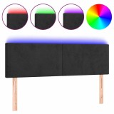 Cumpara ieftin Tablie de pat cu LED, negru, 144x5x78/88 cm, catifea