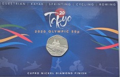 50 pence 2021 Gibraltar, Summer Olympic Games Tokio - Rowing, Bunc, Blister, tiraj 3750 ex., km#1814