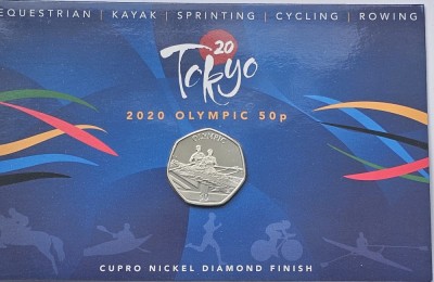 50 pence 2021 Gibraltar, Summer Olympic Games Tokio - Rowing, Bunc, Blister, tiraj 3750 ex., km#1814 foto