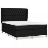 Cumpara ieftin Pat box spring cu saltea, negru, 140x190 cm, textil