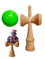Kendama din lemn natural, Bila lemn + Sticker Waterproof USA pentru telefon, 172KD