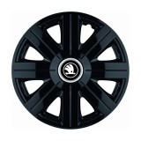 Set 4 Capace Roti Autohelix MSA&reg; potrivite jantelor de 16 inch, pentru Skoda Alb Negru model Cosmos Black