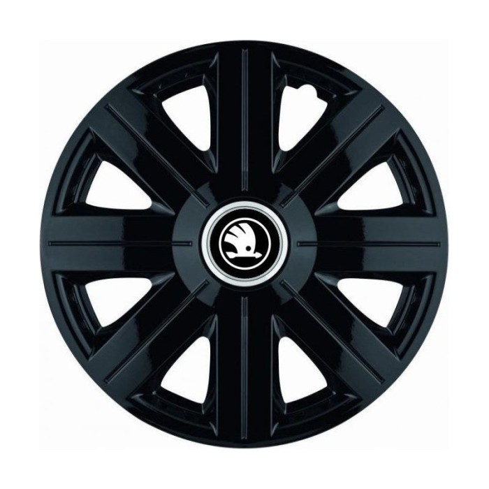 Set 4 Capace Roti Autohelix MSA&reg; potrivite jantelor de 16 inch, pentru Skoda Alb Negru model Cosmos Black