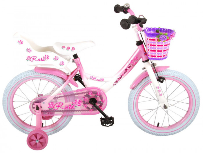 Bicicleta pentru fete Volare Rose, 16 inch, culoare roz, frana de mana fata si c PB Cod:81611
