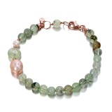 Cumpara ieftin Brățară Armonia Cuarț Rutilat &amp; Perle Cultură Argint 925 placat aur roz, reglabilă 18-23cm - Bijuterie handmade Italia