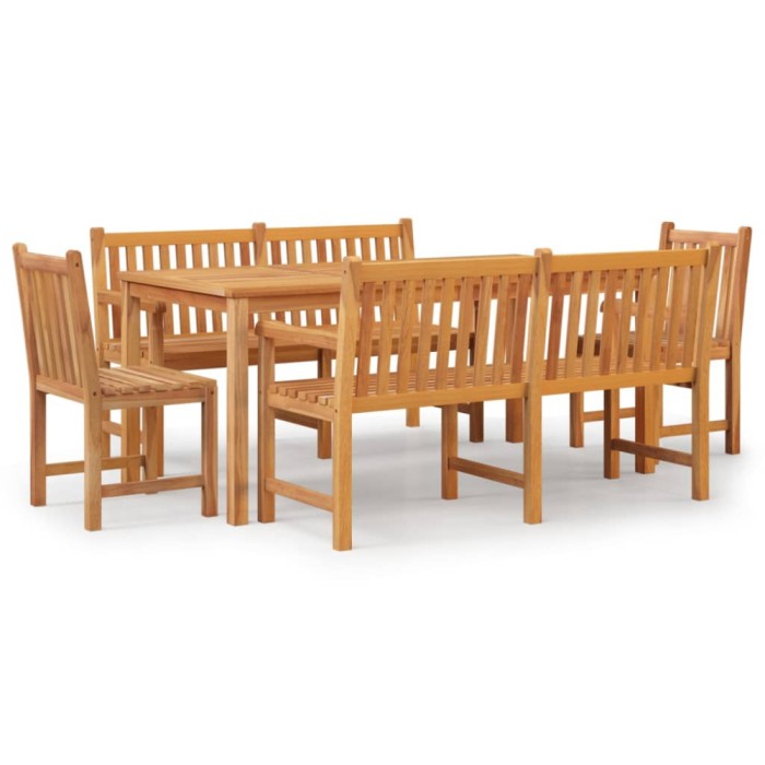 Set de sufragerie de gradina, lemn masiv de tec, 5 piese
