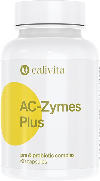 Ac-Zymes Plus Complex de Pro şi Prebiotice Supliment Alimentar pentru sprijinirea Florei Intestinale pe baza de Probiotice (60 capsule) - CaliVita