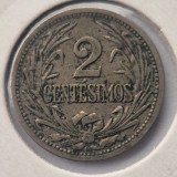 Uruguay 2 Centesimos 1909 moneda din nichel km # 20, America Centrala si de Sud, Cupru-Nichel