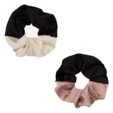 Elastice Păr Damă, Model Bicolor, Set 2 Bucăți, Nude/Negru și Ecru/Negru, Oem
