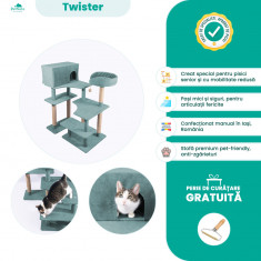 Twister - Ansamblu joaca pisici in varsta, Albastru Deschis, 105cm Inaltime