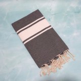 Prosop Fouta Plajă &amp; Spa Gri Inchis Cu Dungi Albe 200 x 100 cm