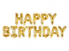 Set baloane folie Happy Birthday, Deco, Gold, 340 x 35cm foto