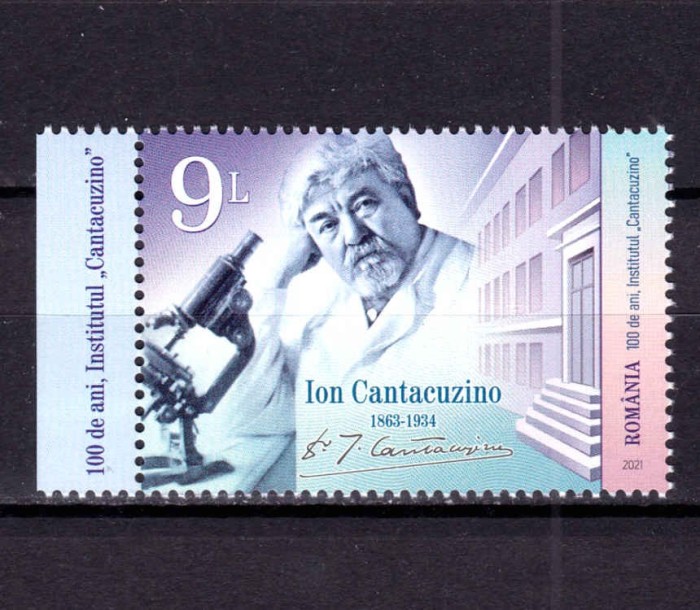 ✅RO 2021 LP 2344 ,&quot; 100 de ani, Institutul &bdquo;Cantacuzino&rdquo; &quot;, serie+tabs ( stanga sau dreapta ) ,MNH