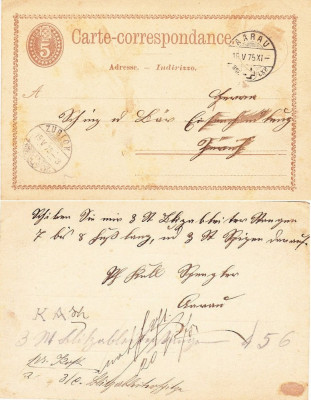 Switzerland 1875 Old postcard postal stationery AARAU to ZURICH D.994 foto