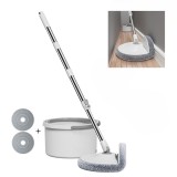 Set mop cu galeata, rotire 360&deg;, separare apa curata/murdara, 2 lavete din microfibra, alb