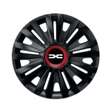 Cumpara ieftin Set 4 Capace Roti pentru Dacia Nou, model Royal Black Cu Inel Rosu, R15, DACIA