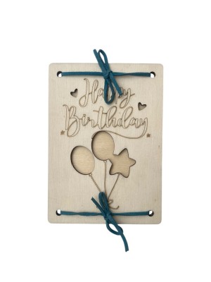 Felicitare din lemn gravata foto