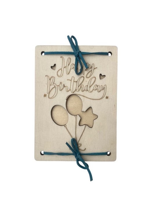 Felicitare din lemn gravata