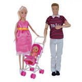 Set Păpuși Familie Fericită, Fără&aacute;Brand, 5 Bucăți, Multicolor, Cu Accesorii, 3+ Ani, Oem