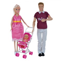 Set Păpuși Familie Fericită, Fără&aacute;Brand, 5 Bucăți, Multicolor, Cu Accesorii, 3+ Ani