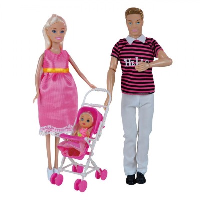 Set Păpuși Familie Fericită, Fără&amp;aacute;Brand, 5 Bucăți, Multicolor, Cu Accesorii, 3+ Ani foto