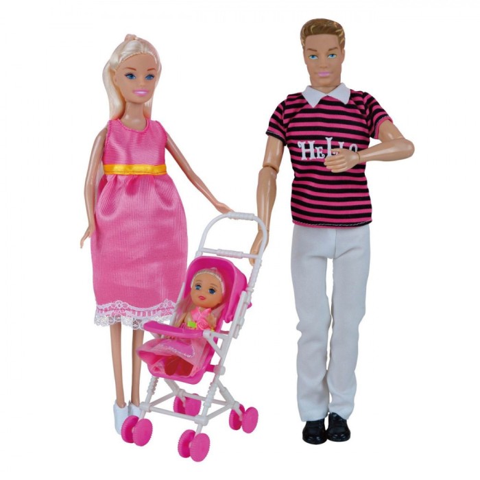 Set Păpuși Familie Fericită, Fără&aacute;Brand, 5 Bucăți, Multicolor, Cu Accesorii, 3+ Ani