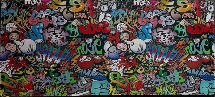 Mousepad Profesional pentru Gaming, 90 x 40 cm, Baza Cauciucata si Cusaturi Laterale, Compatibil Laptop sau Calculator, Premium, Graffiti, CBD CORAL B