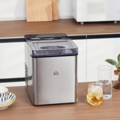 HOMCOM Masina de facut gheata , aparat de cuburi de gheata de blat cu autocuratare pentru casa cu 2 dimensiuni de uburi de gheata tip glont, 15 kg in foto