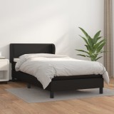 VidaXL Pat box spring cu saltea, negru, 90x190 cm, piele ecologică