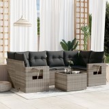 Cumpara ieftin Gossi set canapele de gradina cu perne, 7piese gri deschis poliratan