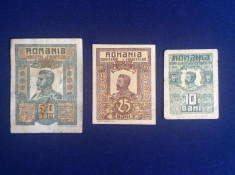 Bancnote Romania - Lot 10, 25 ?i 50 bani 1917 - Ferdinand (starea care se vede) foto