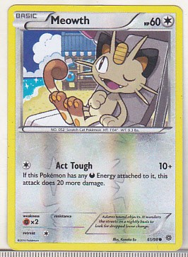 bnk crc Cartonas Pokemon 2015 Meowth 61/98 holo foto