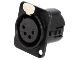 Conector XLR mamă 4 pini drept lipire argintat 50V 10A, DELTRON