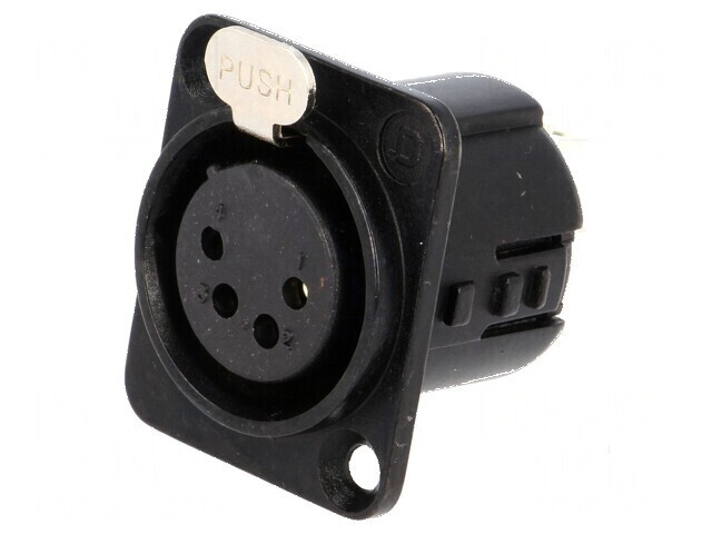 Conector XLR mamă 4 pini drept lipire argintat 50V 10A