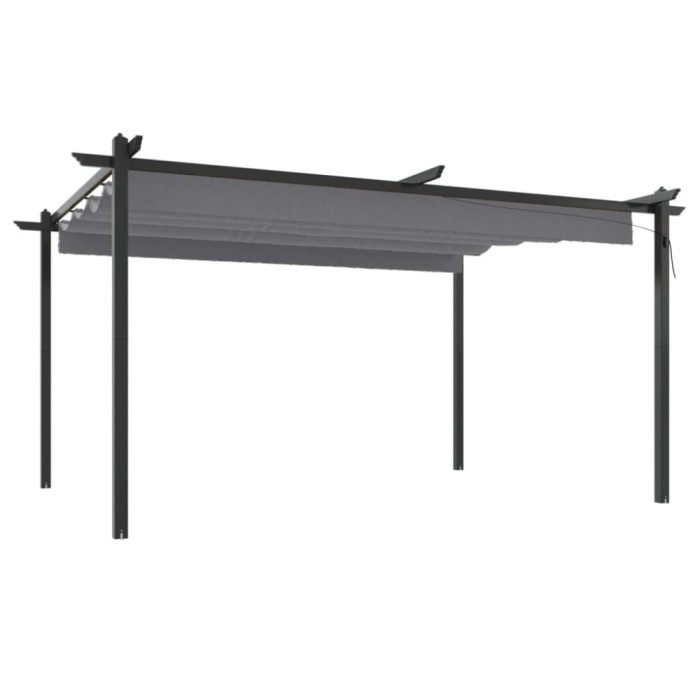 Pavilion de gradina, acoperis retractabil, antracit, 4x3 m