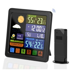 Statie Meteo Wireless cu Senzor Exterior, Display LCD, Ecran Tactil, Masurare Temperatura si Umiditate Interioara/Exterioara, Prognoza Meteo, Calendar