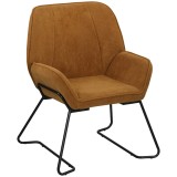 HOMCOM Fotoliu de Salon cu Șezut Larg și Captușit Tapițerie Catifea Picioare Metal Scaun pentru Sufragerie Maro | Aosom Romania