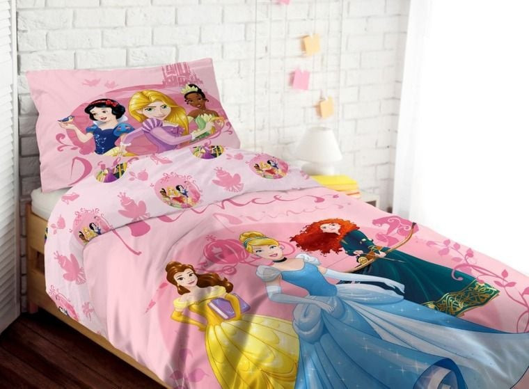 Lenjerie de pat pentru copii printesele Disney 140 x 200 cm, 100% bumbac |  Okazii.ro