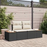 VidaXL Canapea de grădină Negru 184 x 62 x 85cm poliratan