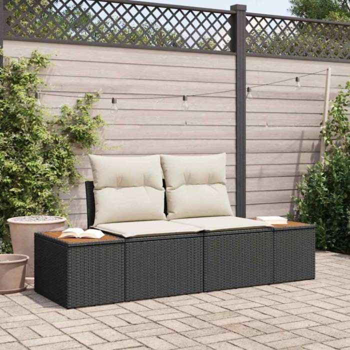 vidaXL Canapea de grădină Negru 184 x 62 x 85cm poliratan 42006817