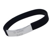 Bratara neagra cu placuta gravata Te iubim. tati