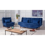 Cumpara ieftin Set canapea extensibilă Kelebek Albastru inchis 190x90x85 cm