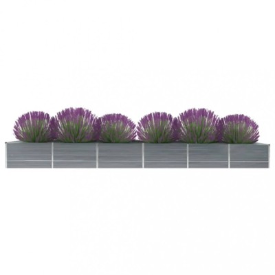 Gossi strat inaltat gradina, gri, 480x80x45 cm, otel galvanizat foto