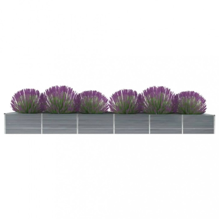 Gossi strat inaltat gradina, gri, 480x80x45 cm, otel galvanizat