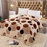 Cumpara ieftin Patura cocolino groasa cu blanita alba 200x230cm,doua fete,bej,cercuri maro - F113
