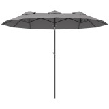 Outsunny Umbrelă de Grădină Dublă &Icirc;nclinabilă la 45&deg; cu Manivelă si 3 Orificii de Ventilație, 295x152x222 cm, Gri | Aosom Romania