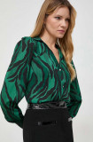 Morgan camasa femei, culoarea verde, cu guler clasic, regular